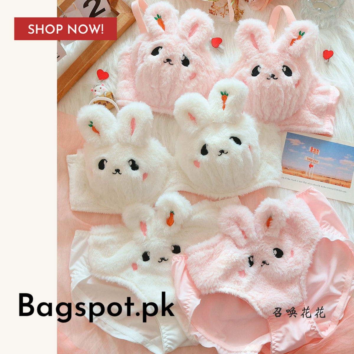 Bunny Fluffy Bra Pantie Set