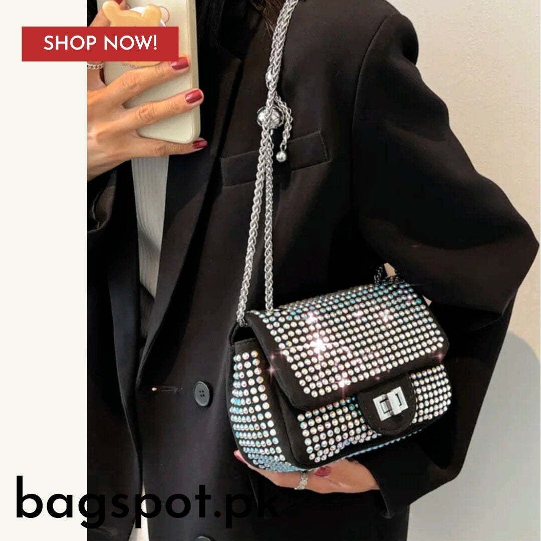 SHIMERDOUBLE CHAIN CROSSBODY BAG