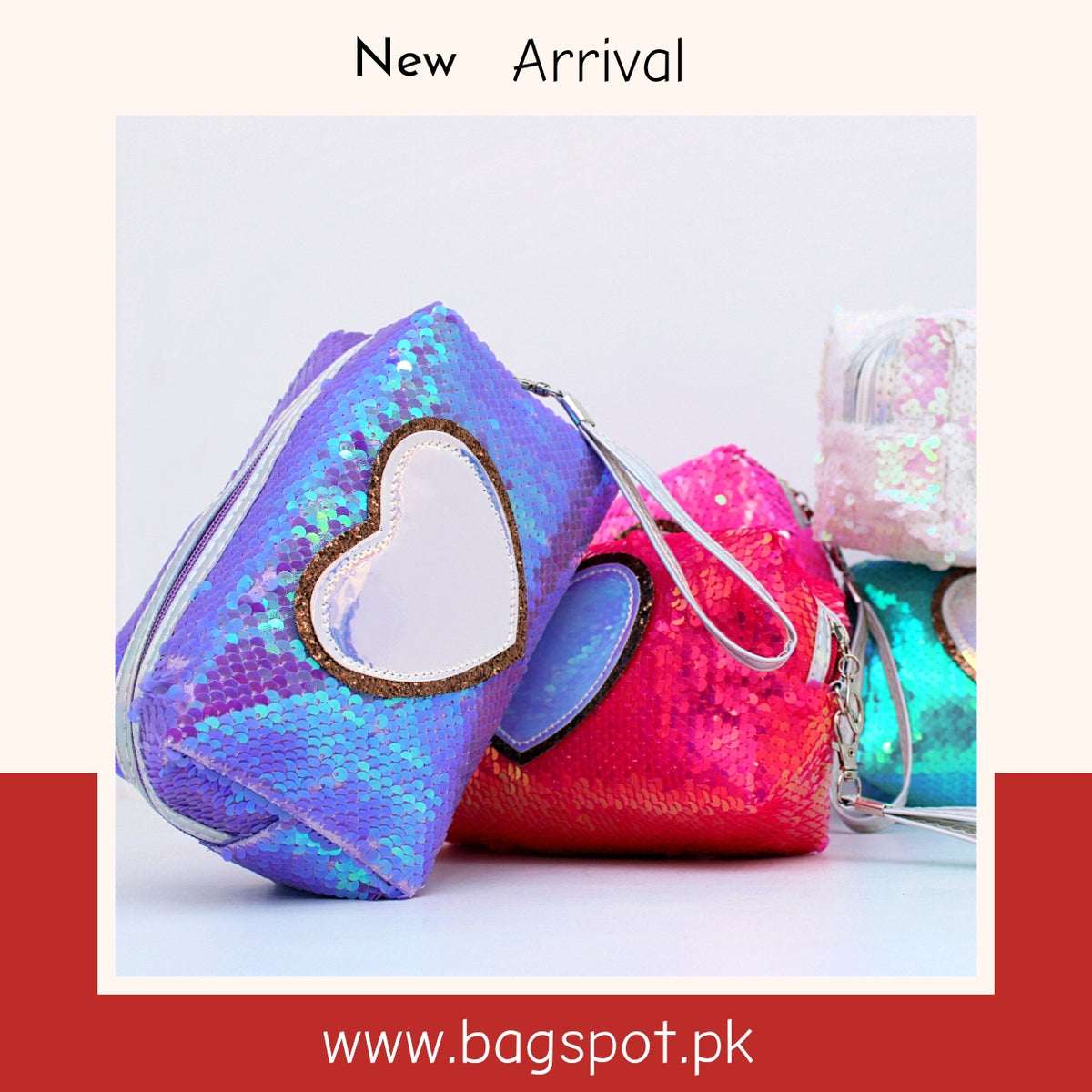 Heart shimmer Makeup pouch