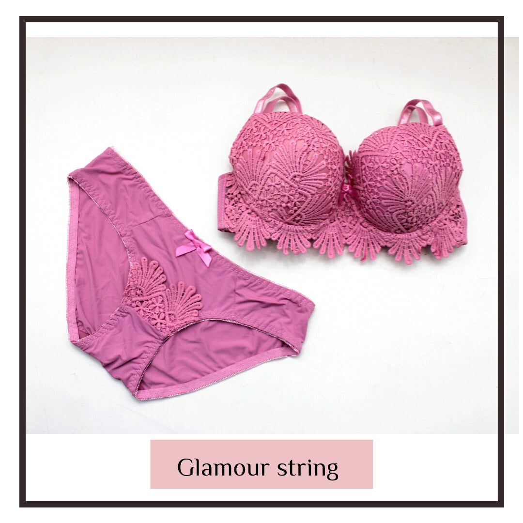 Floral Lace Bra & Brief Sets Panties With Bow