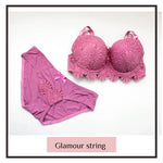 Floral Lace Bra & Brief Sets Panties With Bow