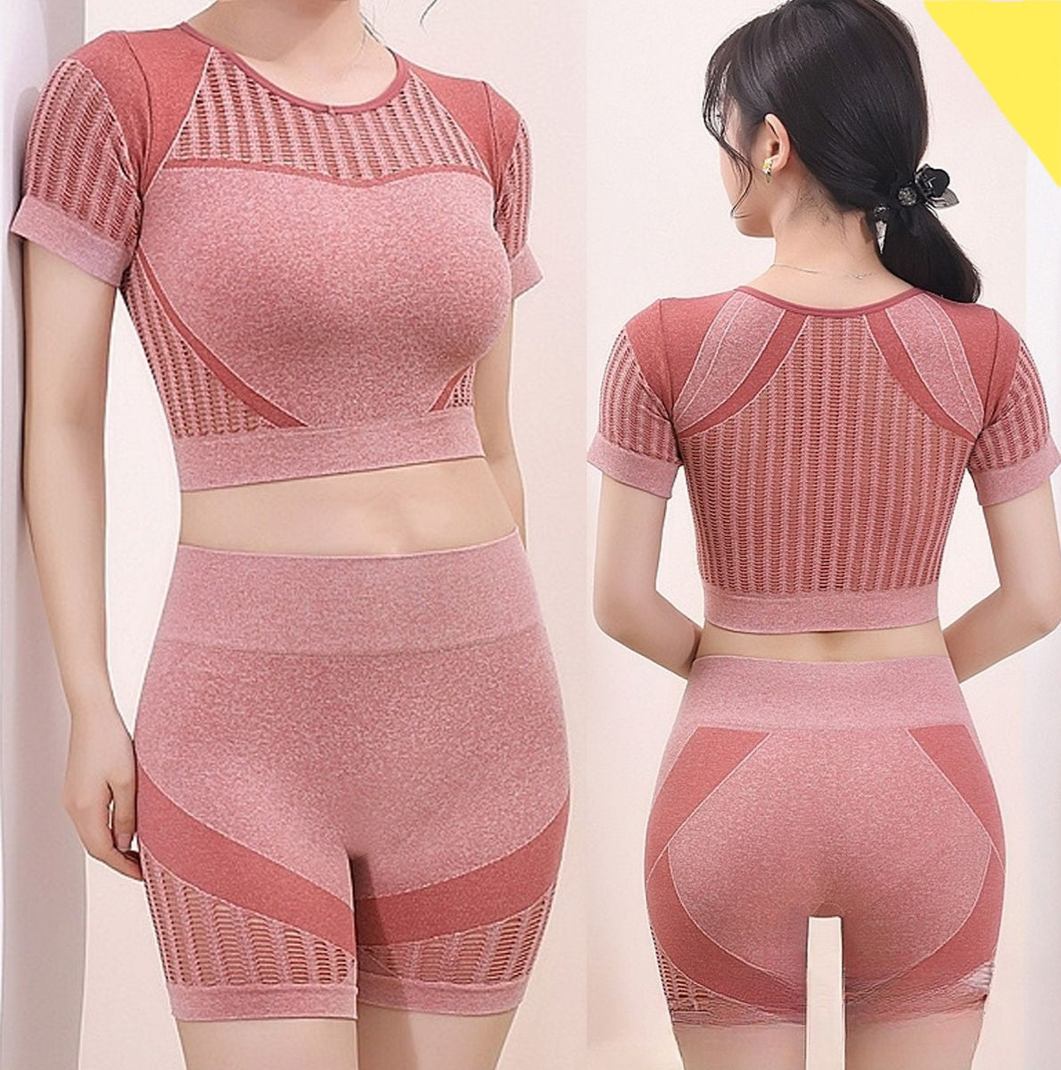 2 Piece Seamless Top And Shorts Set