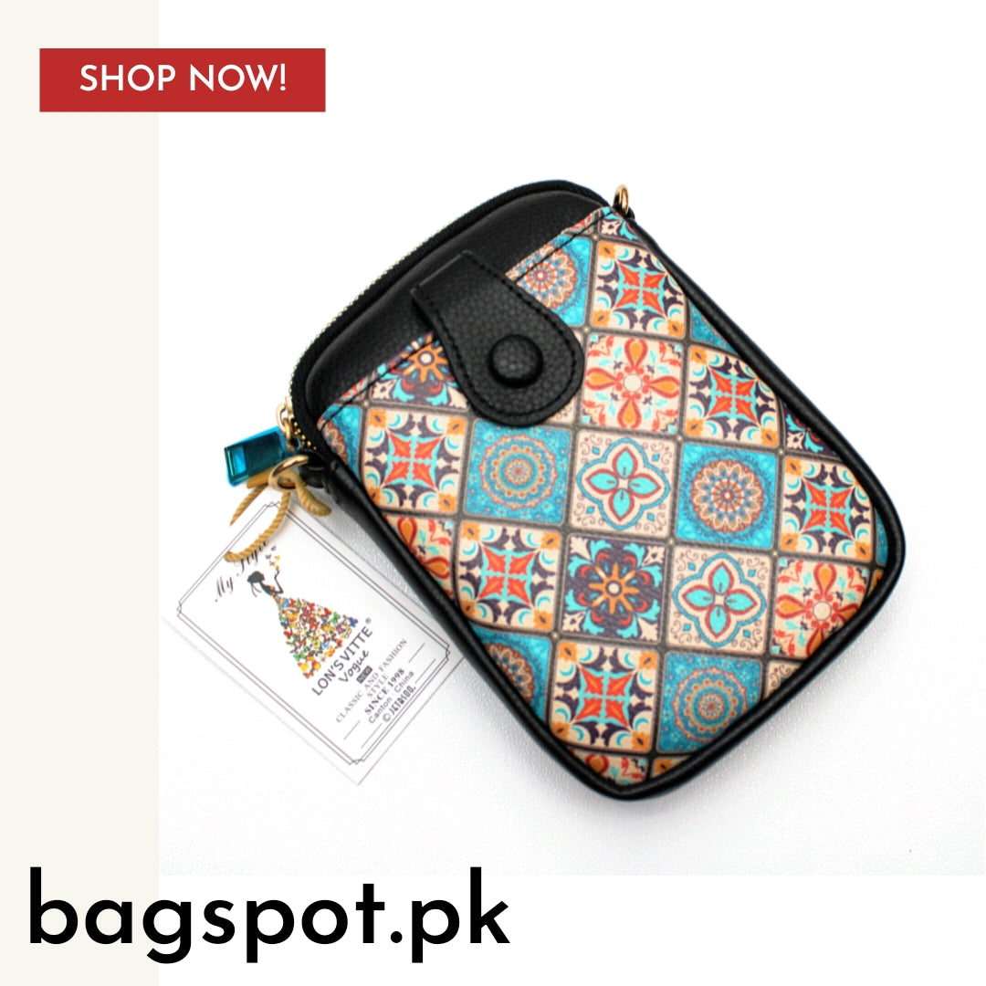 Printed mobile crossbody bag