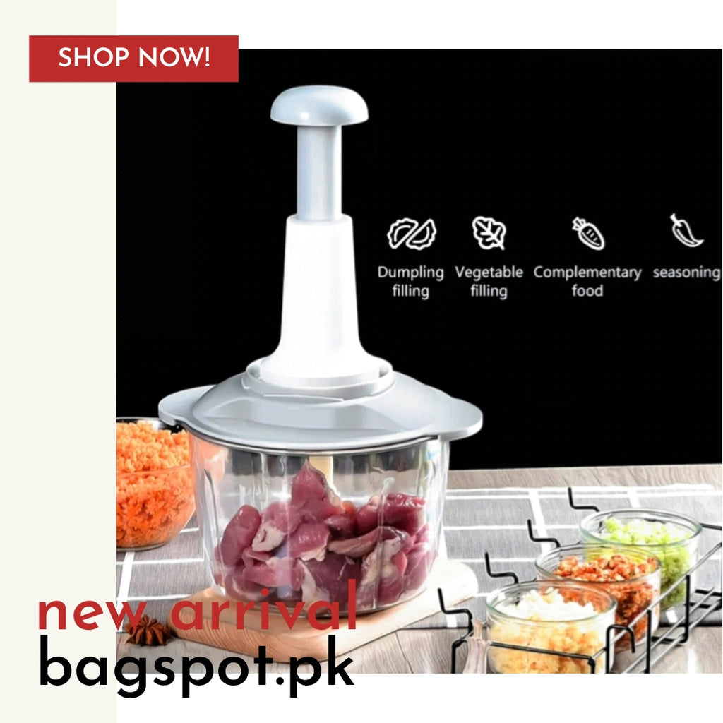 Manual Food Processor Vegetable Chopper Meat Grinder Meat Blender Hand Crank  Mixer (random Color)