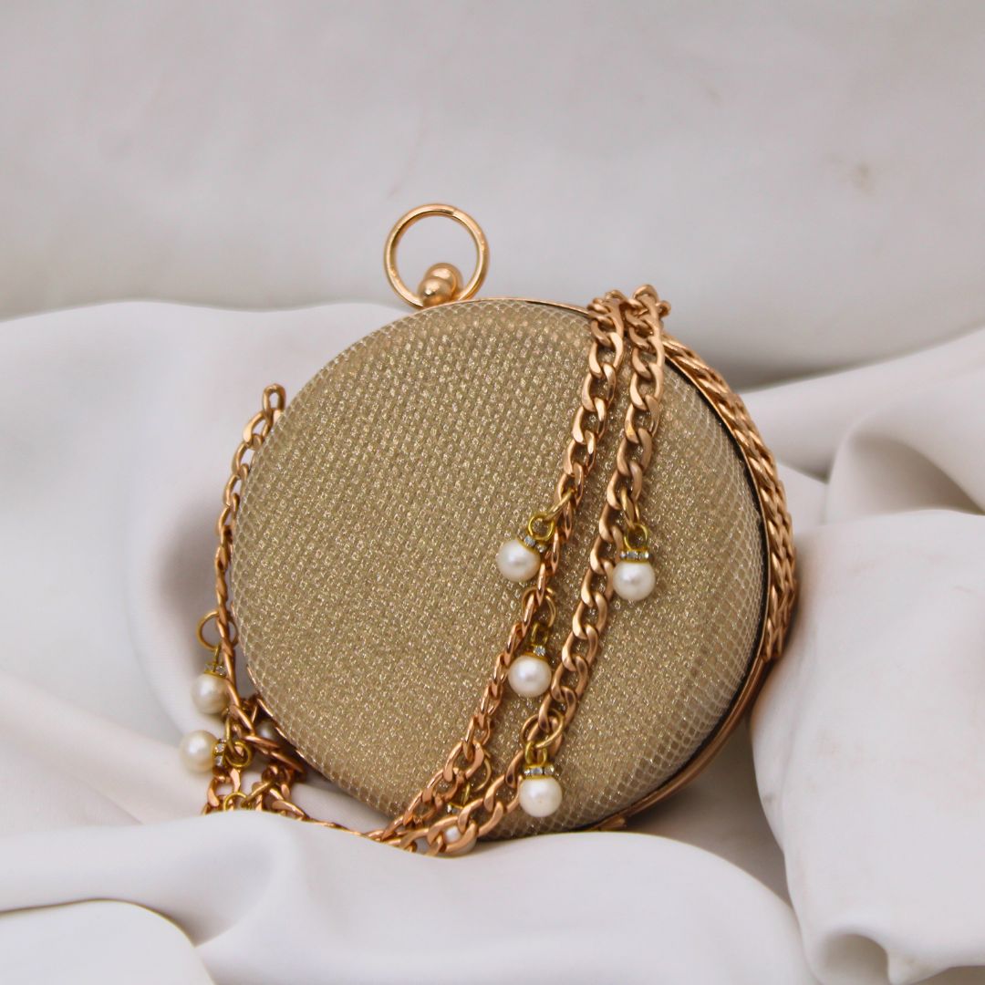 Round Golden Clutch