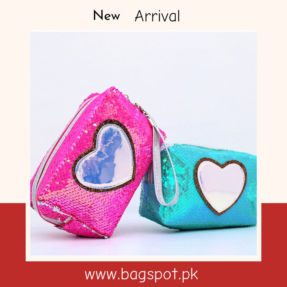 Heart shimmer Makeup pouch